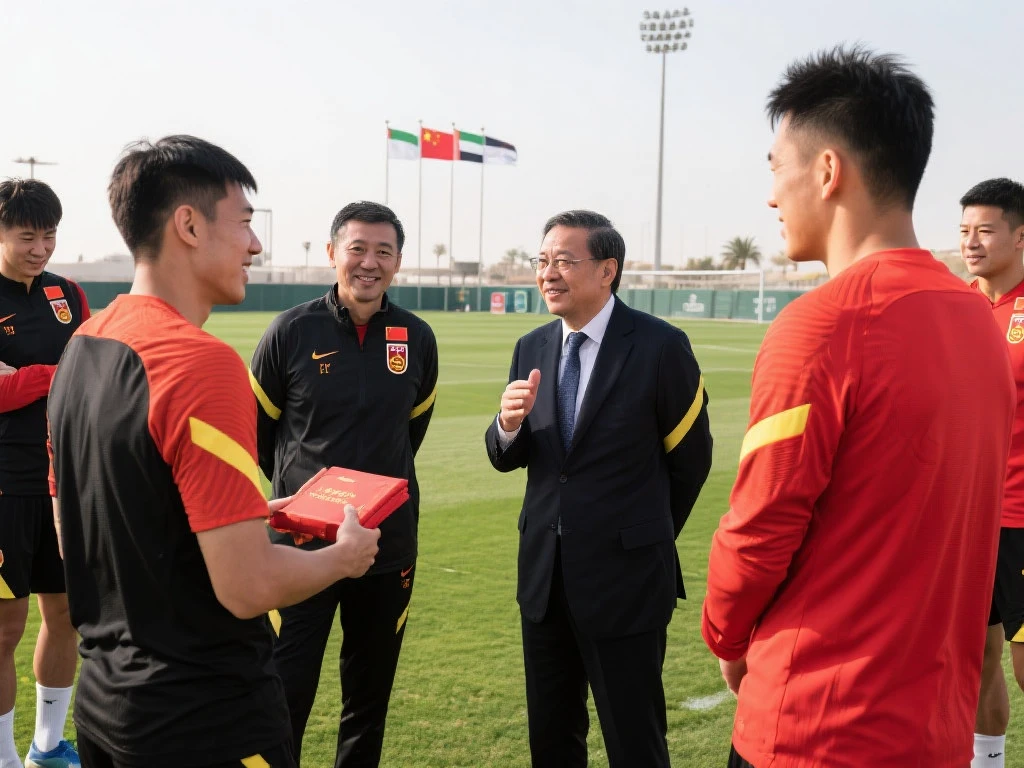 【特别关注】迪拜领事馆官员亲临探望国足现场！